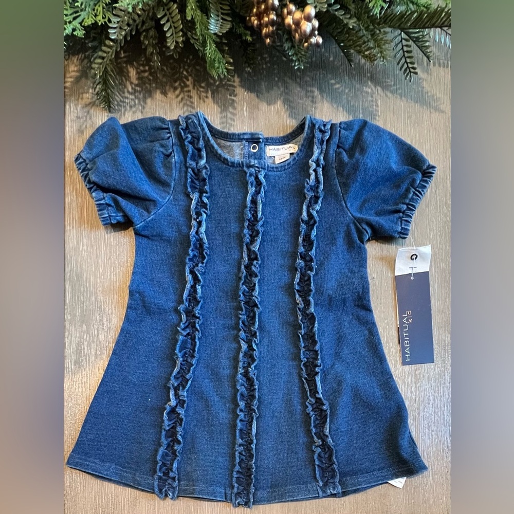HABITUAL KID Denim Stretch Baby Girl Toddler Girl Holiday Dress- Size 18M